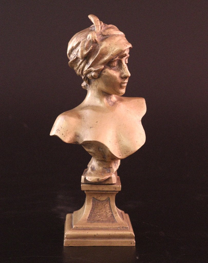 Kleine bronzen Art Nouveau buste, Antiek en Kunst, Ophalen of Verzenden, Art nouveau, Buste