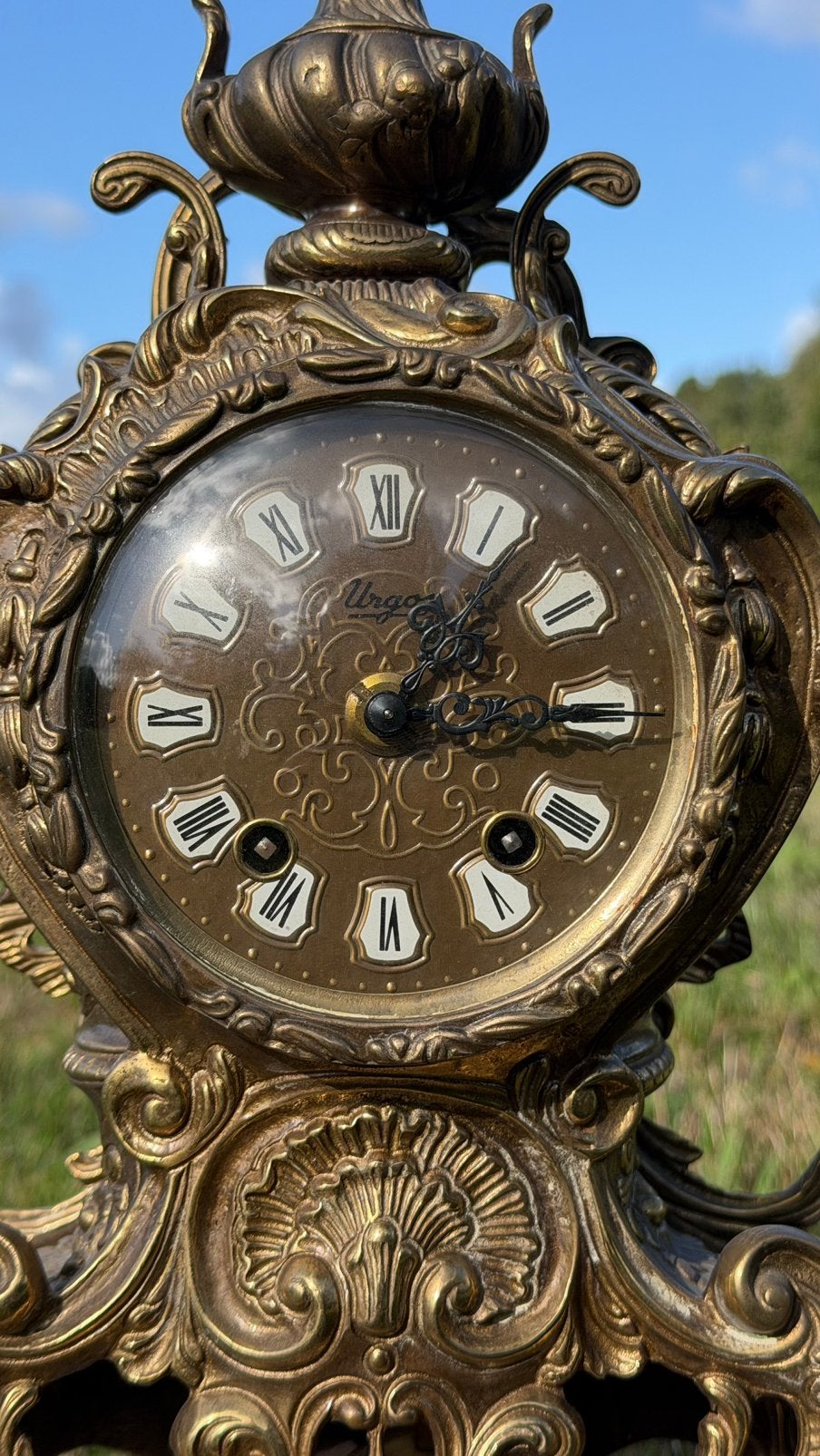 Decoratieve bronzen schouwpendule - Urgos, Antiek en Kunst, Ophalen