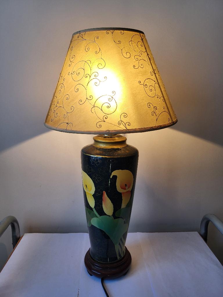 Lampe vintage style asiatique / Chinoiserie - 59 cm - Testée, Maison & Meubles, Enlèvement ou Envoi
