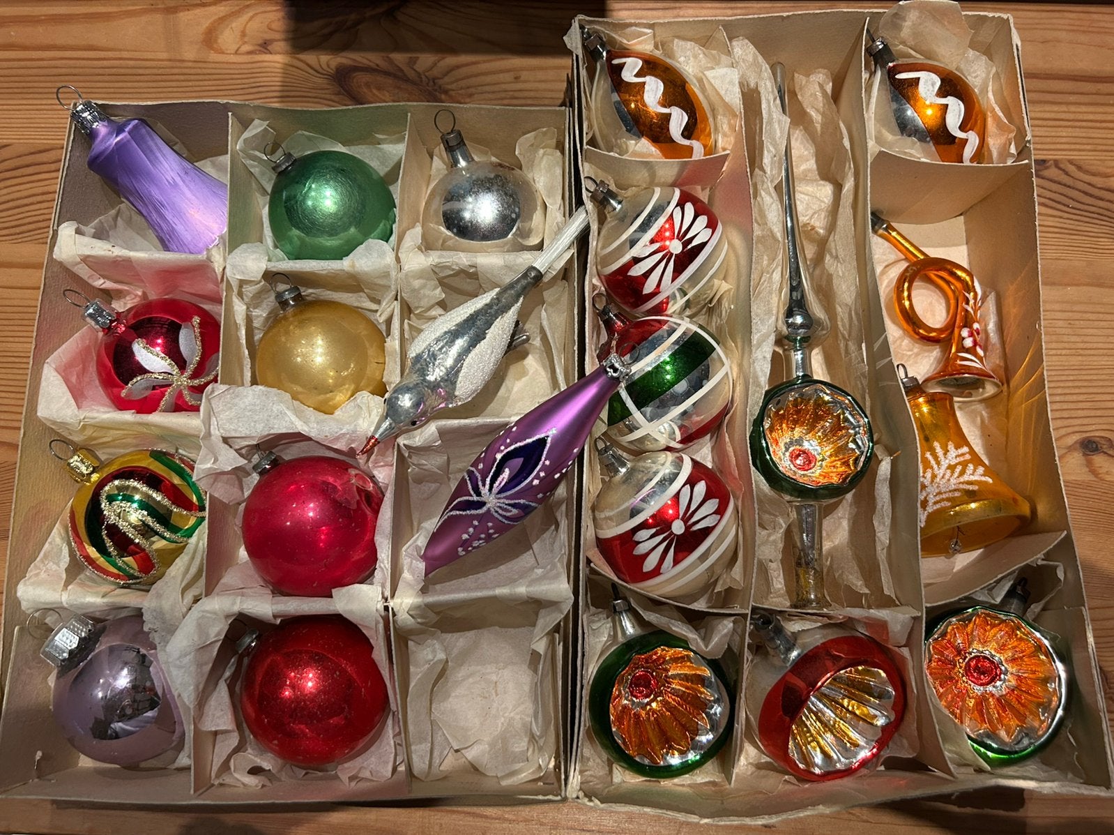 Set vintage kerstballen antiek retro, Ophalen of Verzenden, Gebruikt