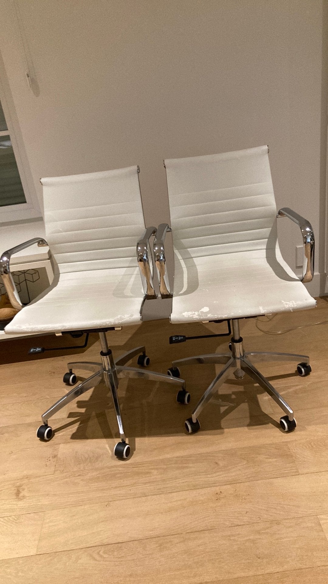 Bureaustoel crème wit x2, Maison & Meubles, Chaises de bureau, Enlèvement, Utilisé, Blanc, Chaise de bureau