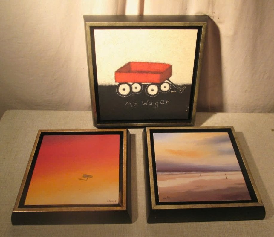 3 Mooie Artprints - Wagen / Woestijn / Zee - 25x25, Ophalen of Verzenden, Nieuw, Print