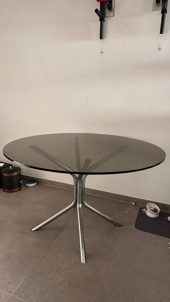 Ronde glazen tafel, Huis en Inrichting, Ophalen, Gebruikt