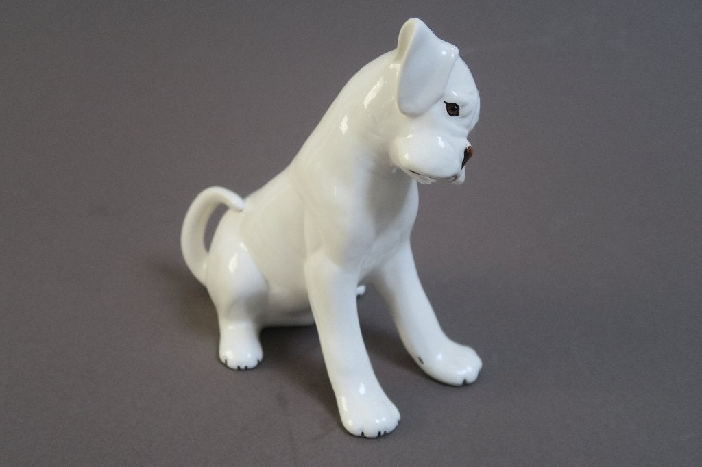 Statuette vintage chien boxer en céramique Ronzan, Enlèvement ou Envoi