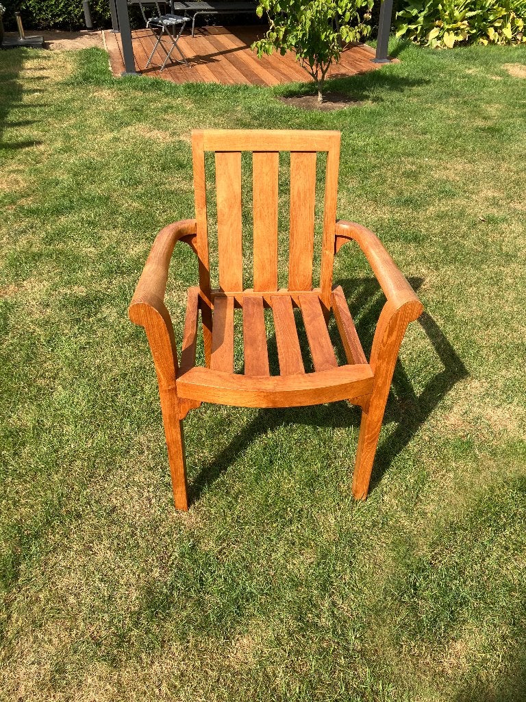 prachtige teakhouten (tuin)stoel, Tuin en Terras, Ophalen, Zo goed als nieuw, Hout, Stapelbaar