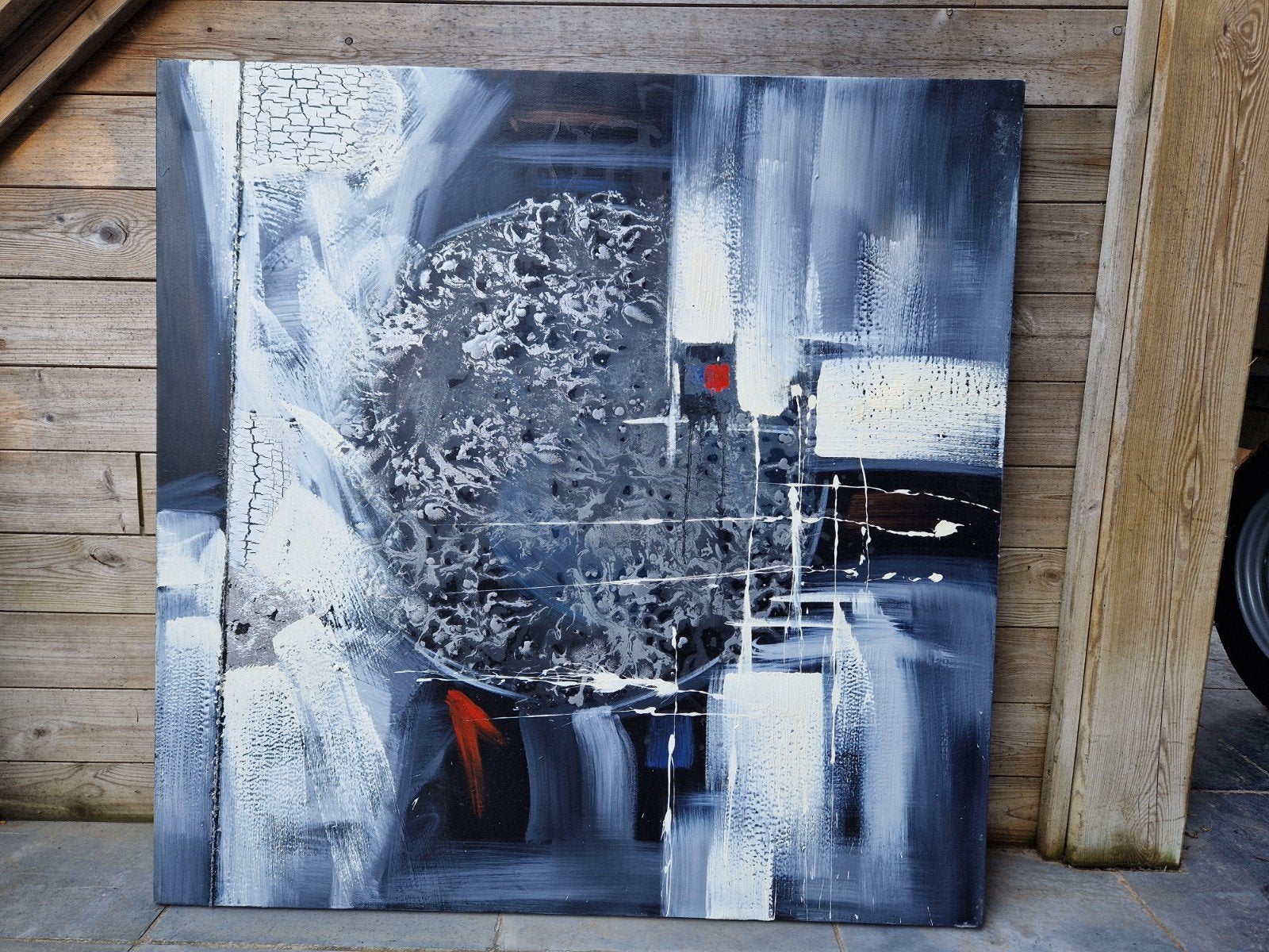 Modern schilderij 1m op 1m., Antiquités & Art, Art | Peinture | Moderne, Enlèvement, Abstrait