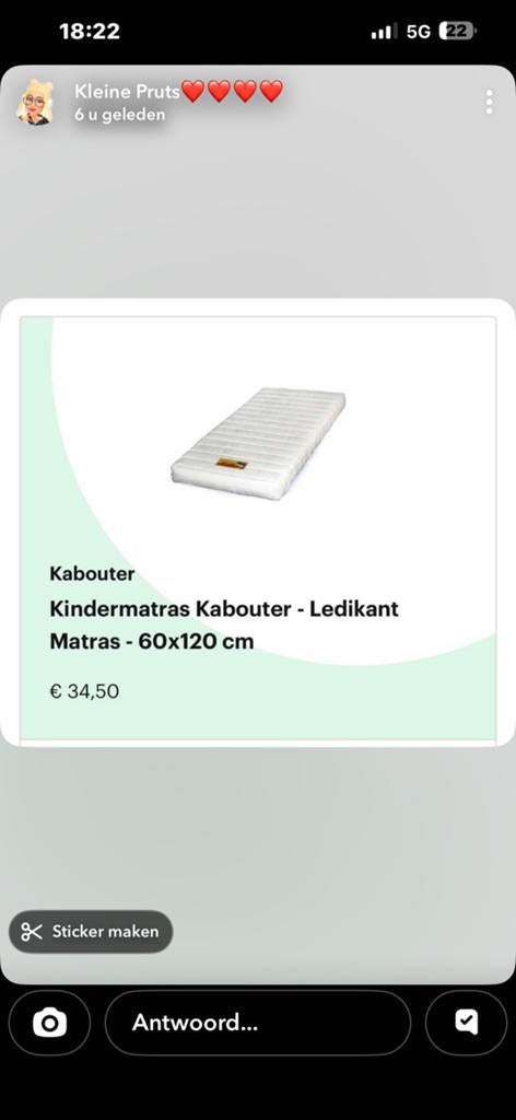 Baby bedje met matras, Ophalen, Nieuw, 70 tot 85 cm, Minder dan 140 cm