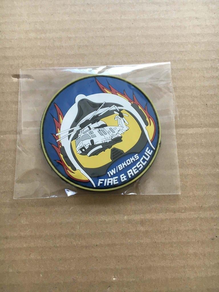 Rubberen Badge - Fire & Rescue NH90 - 40 SQN  Basis Koksijde, Ophalen, Nieuw, Patch, Badge of Embleem