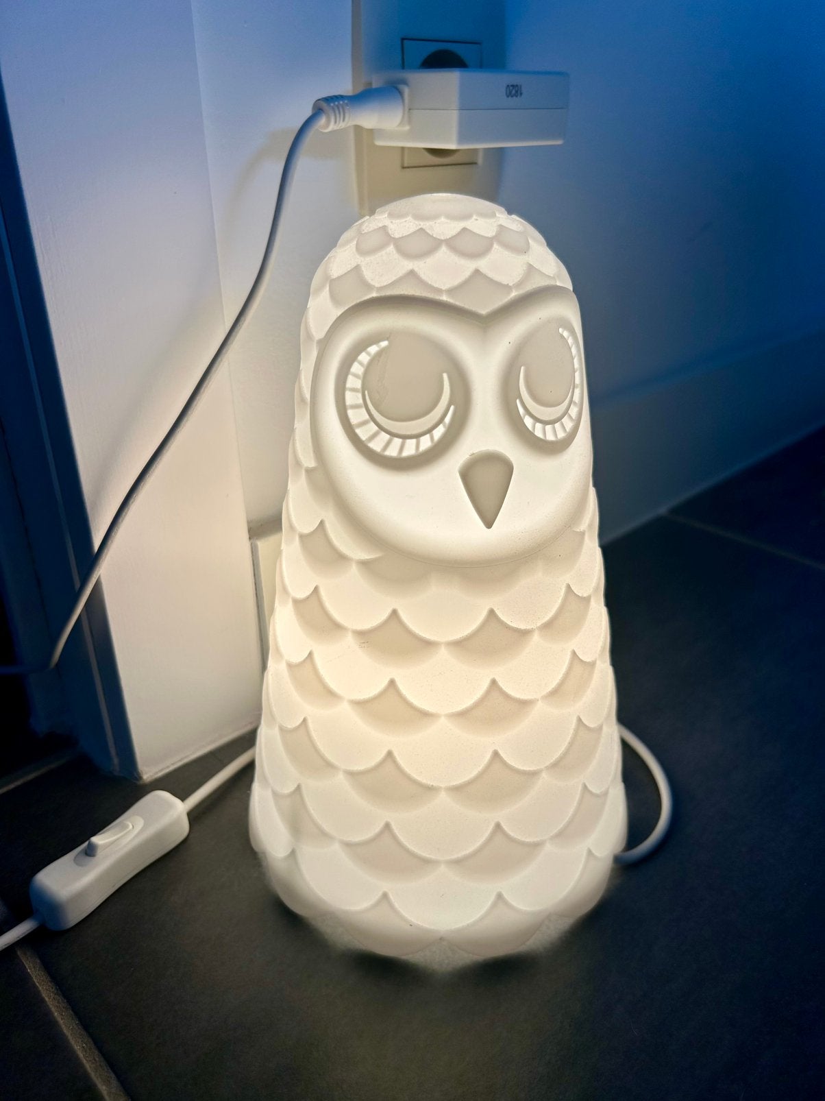 Lampe hibou/veilleuse IKEA SOLBO blanche, Maison & Meubles, Enlèvement ou Envoi, Blanc, Comme neuf, Lampe de chevet