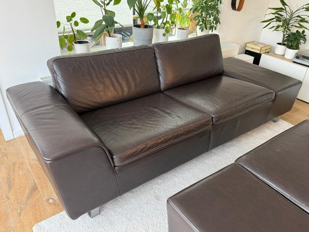 Henders & Hazel lederen 2,5-zit - bruin leder - top staat, Ophalen, Driepersoons, 75 tot 100 cm, Rechte bank