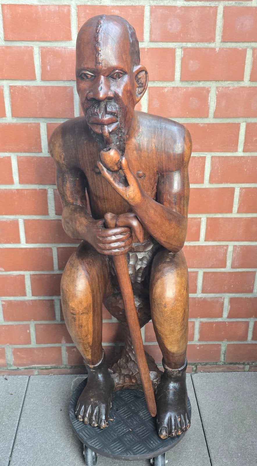 Groot handgemaakt Africaans houten beeld(massief hardhout), Antiek en Kunst, Ophalen, Brutalistisch, Handgemaakt, 1 meter - 2 meter