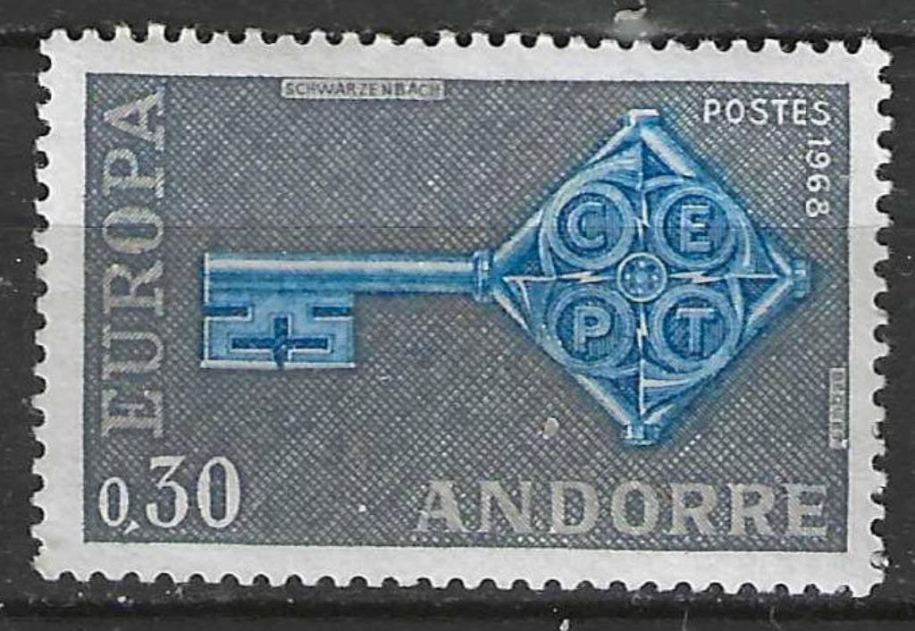 Andorra-Frans 1968 - Yvert 188 - Europazegel (PF), Verzenden, Postfris