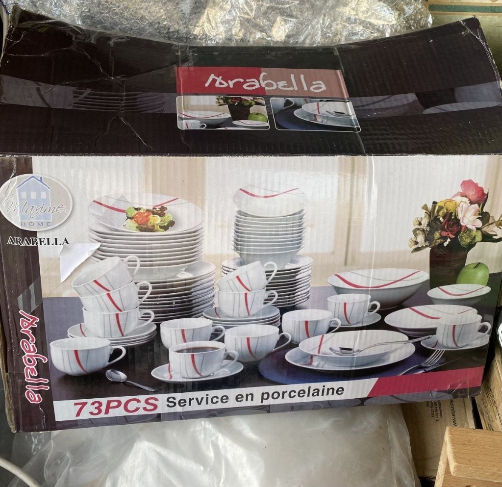 73-delig porseleinen servies (12pers) – zo goed als nieuw!, Huis en Inrichting, Ophalen, Zo goed als nieuw, Modern, Porselein