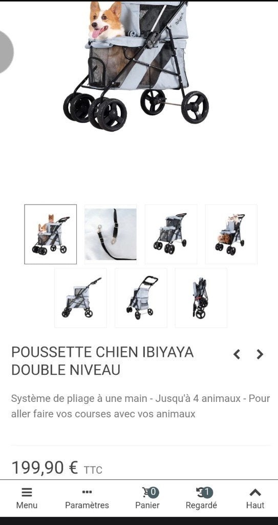 Poussette chien Ibiyaya double niveau, Enlèvement, Comme neuf