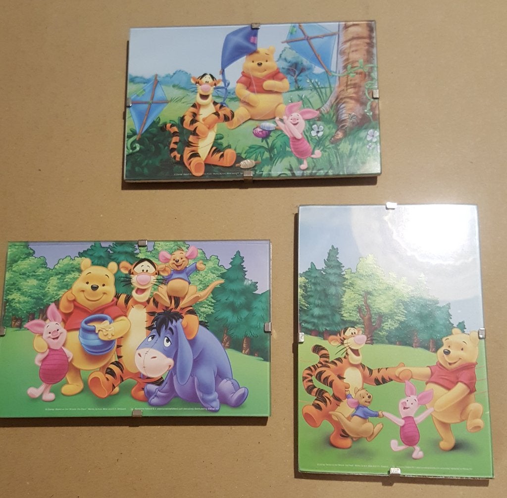 Ensemble de 3 images Winnie l'ourson encadrées, Collections, Disney, Utilisé, Papier, Carte ou Papeterie, Winnie l'Ourson ou amis