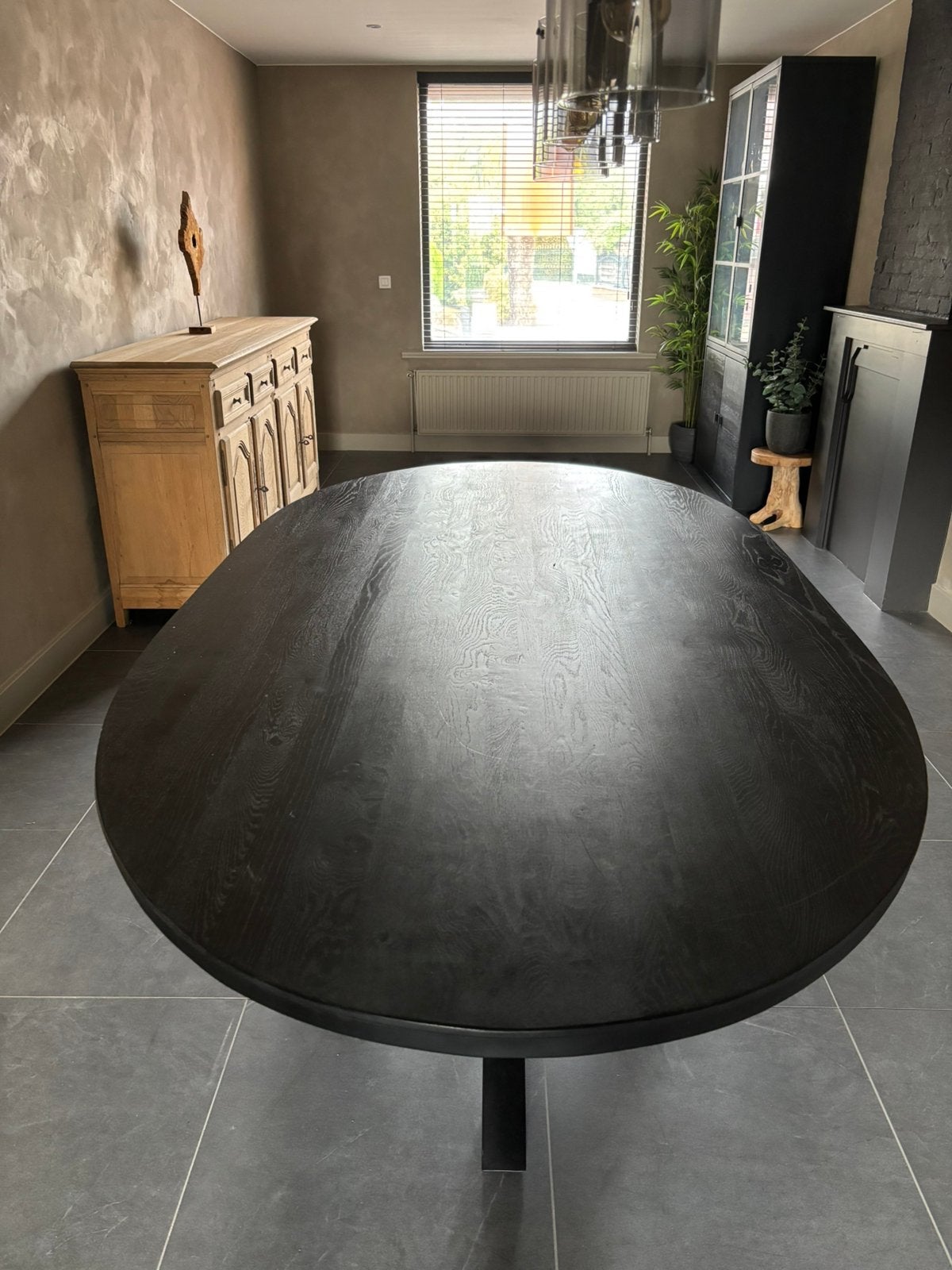 Koppelverkoop: zwarte eettafel + barkast, Huis en Inrichting, Ophalen