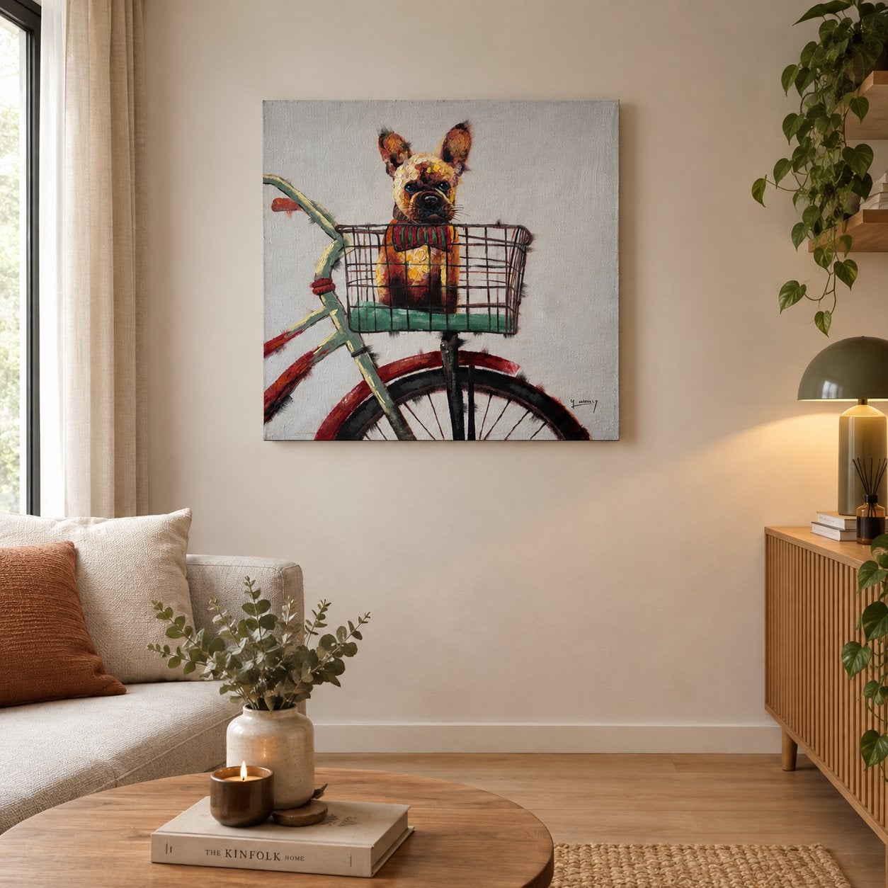 Prachtig franse bulldog schilderij, Antiek en Kunst, Ophalen