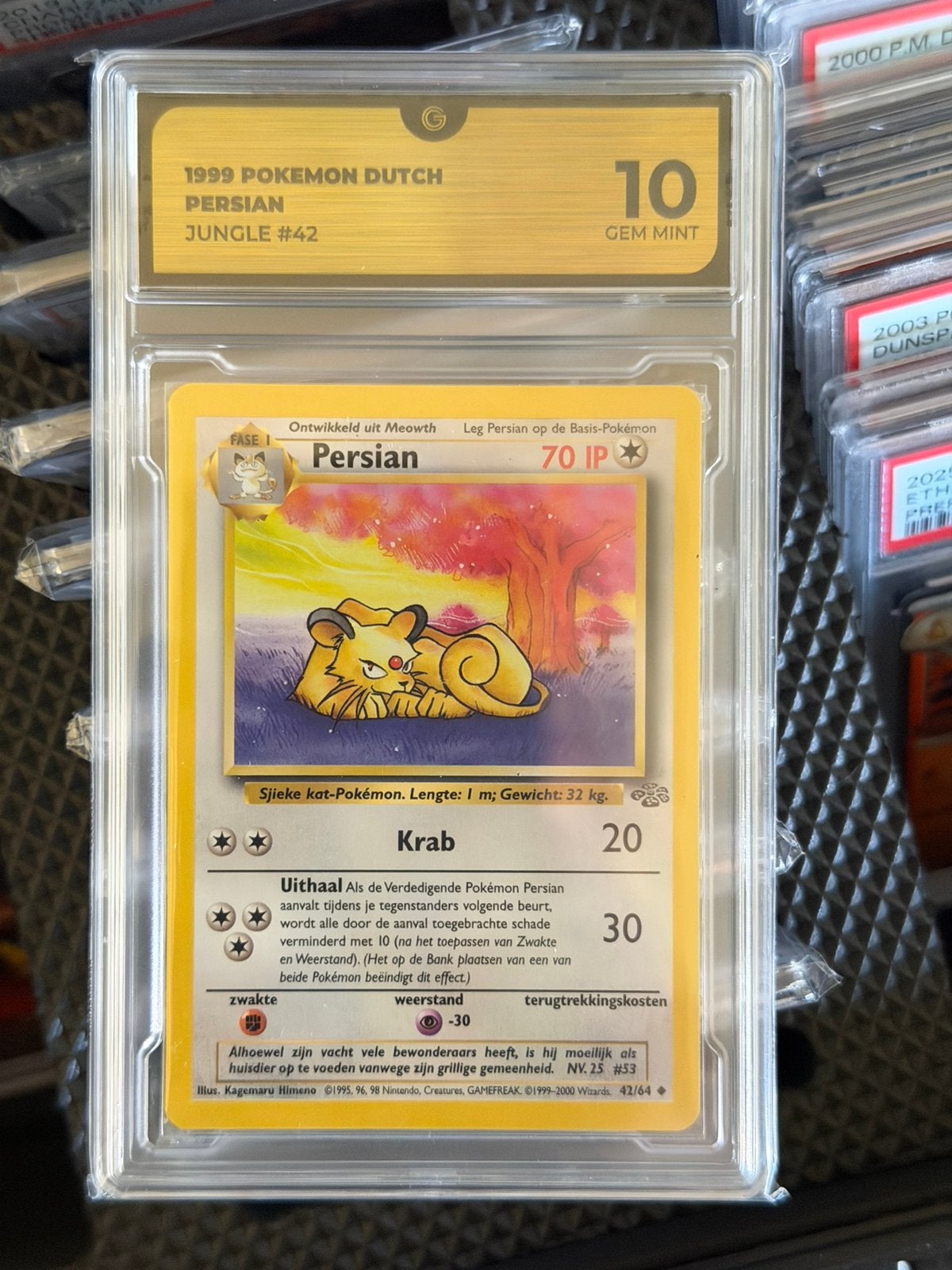 Pokémon Persian Jungle 42, néerlandais, GEM MINT, grade 10, Enlèvement ou Envoi, Neuf, Cartes en vrac, Foil