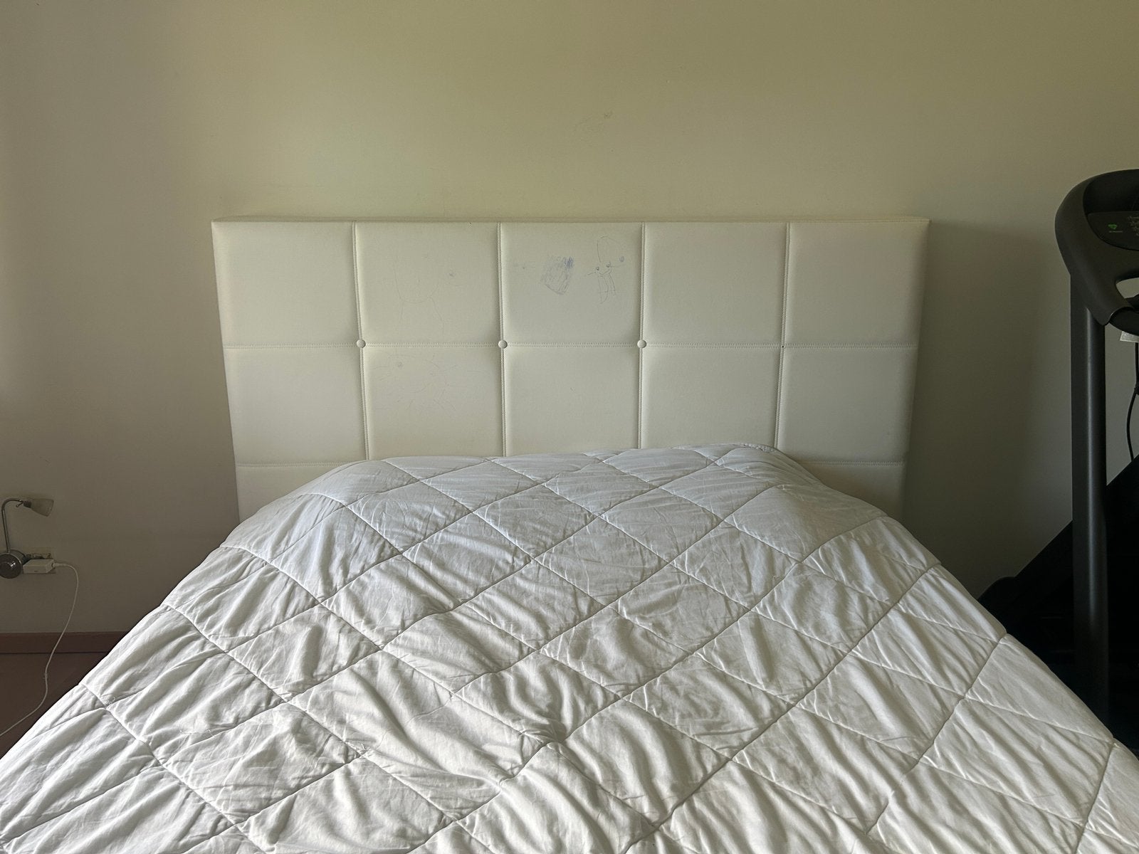 Wit tweepersoonsbed in leder met opbergruimte, Maison & Meubles, Enlèvement, Blanc, 160 cm