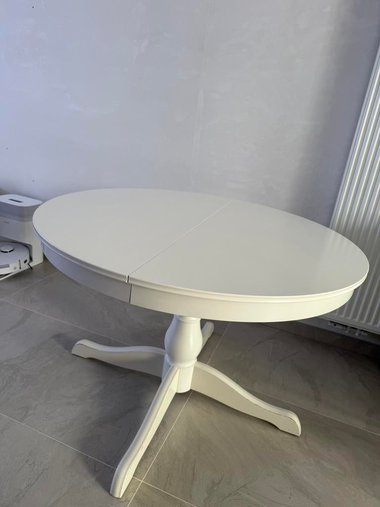 IKEA Rosentorp uitschuifbare tafel wit 110/155cm, Ophalen, Zo goed als nieuw
