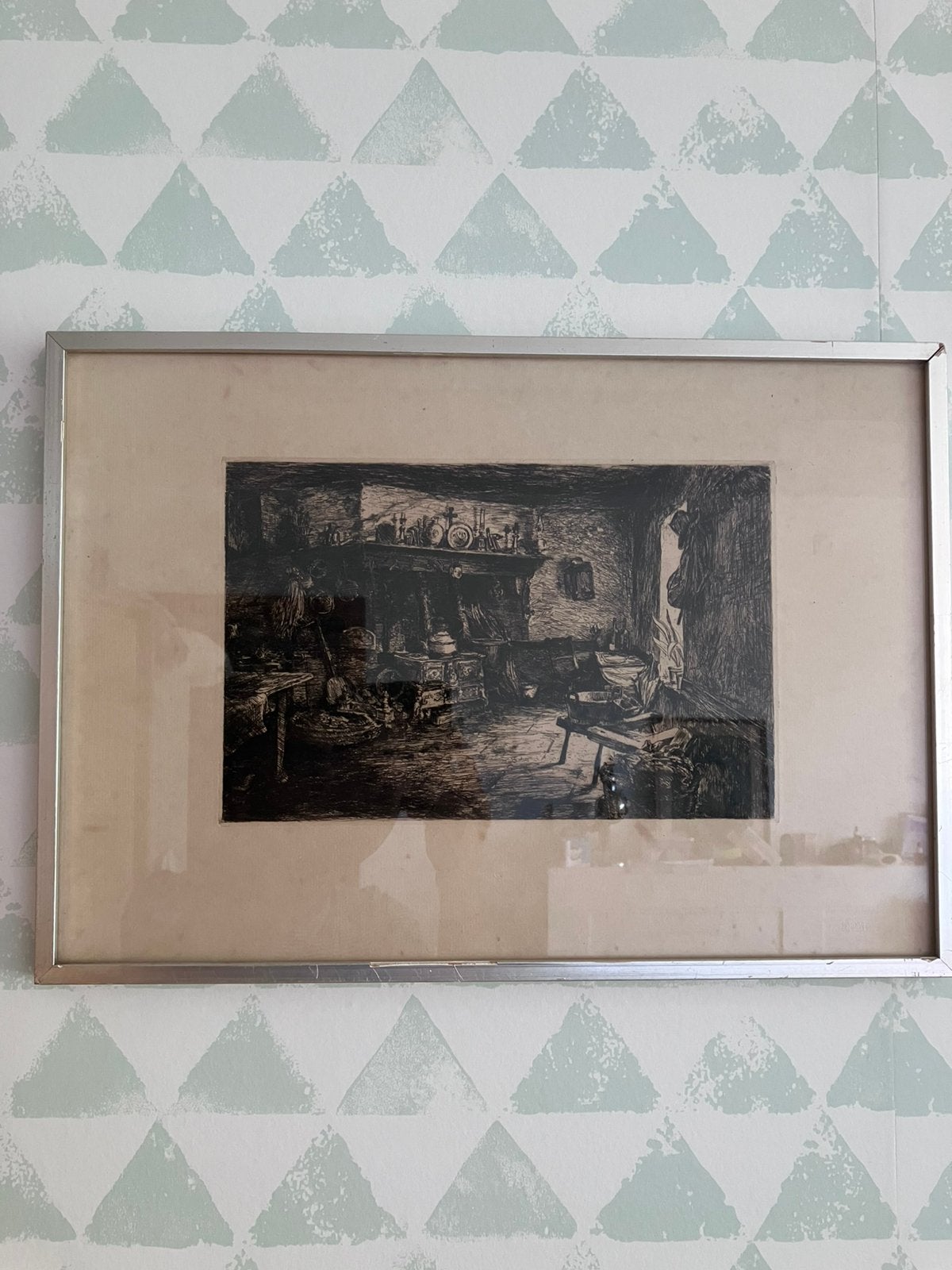 René Van Bastelaer - ets van interieur, Antiek en Kunst, Kunst | Etsen en Gravures, Ets, Ophalen of Verzenden