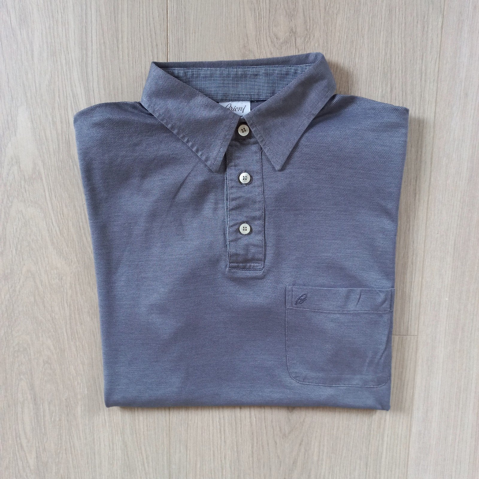Stijlvolle Brioni polo glanzend zilver/grijs maat M, Kleding | Heren, Polo's, Verzenden, Maat 52/54 (L), Grijs