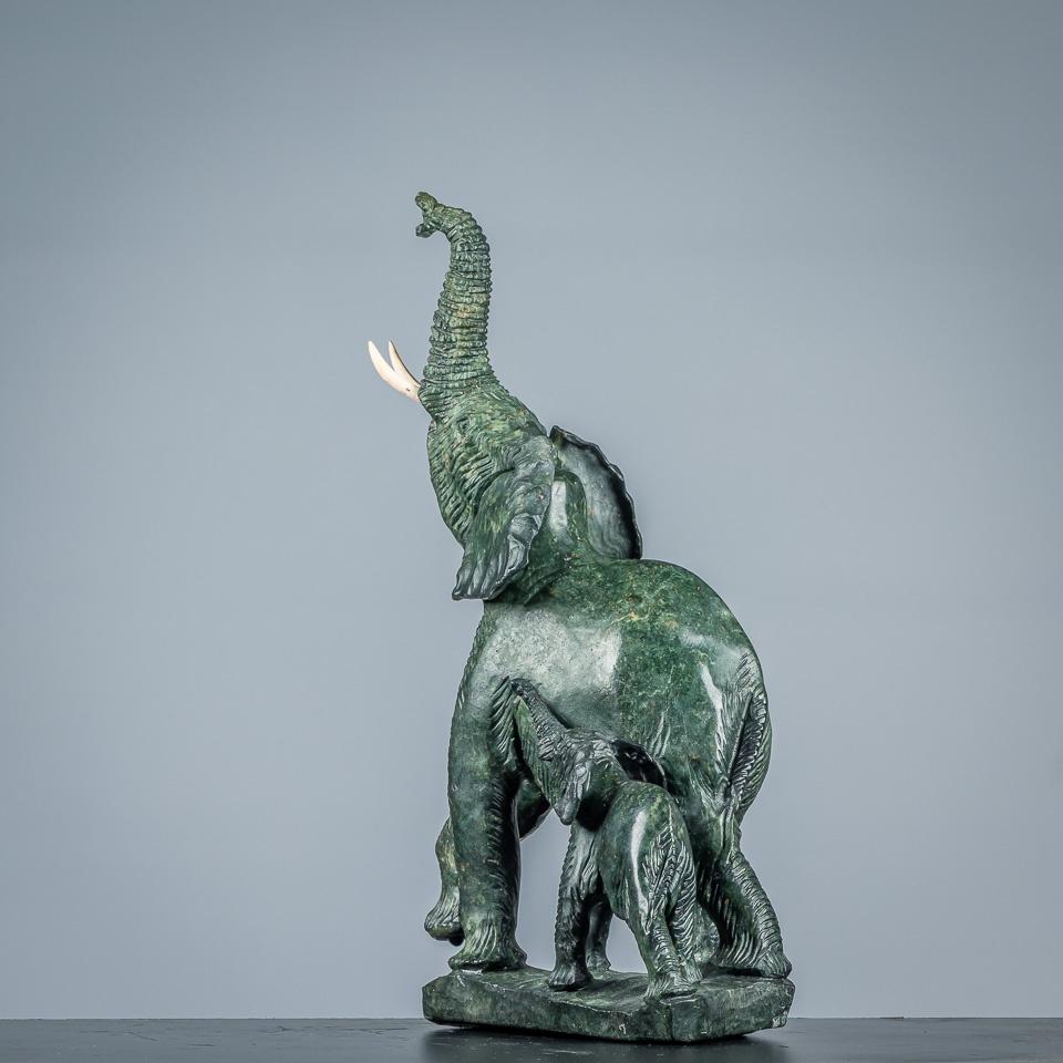 olifant met kalf - Joshua Chirume, Antiek en Kunst, Ophalen of Verzenden