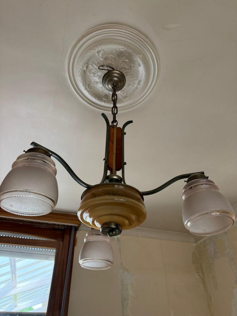 Vintage Luchter, Huis en Inrichting, Lampen | Kroonluchters, Ophalen, Gebruikt, Glas