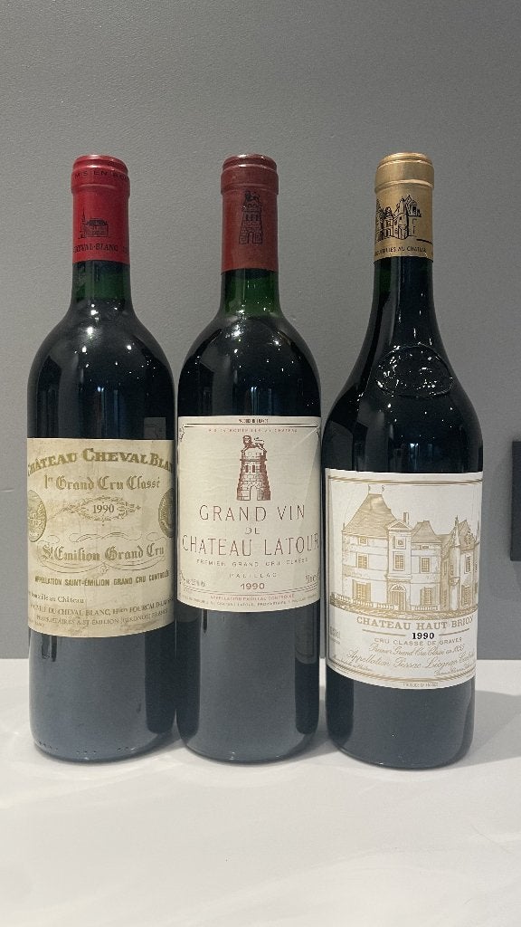 lot de 1990 cheval blanc ,haut brion et latour, Enlèvement ou Envoi