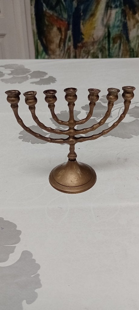 Menorah 7 takken in messing - Kandelaar Judaica, Ophalen of Verzenden