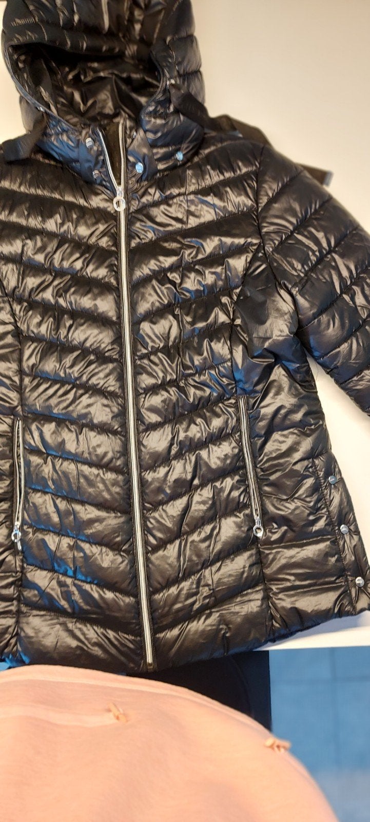 zwarte winterjas, Ophalen, Zo goed als nieuw, Maat 42/44 (L)