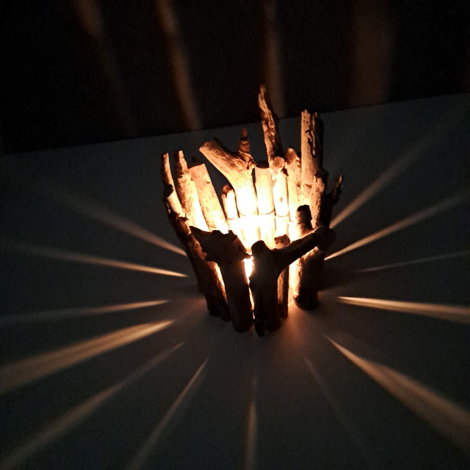photophore en bois flotté, Maison & Meubles, Lampes | Lampes de table, Enlèvement ou Envoi, Bois, Éclairage LED