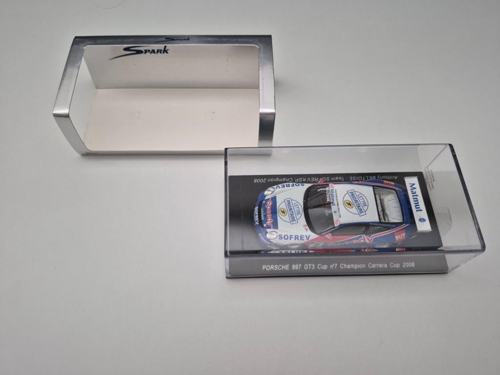SPARK 1/43 Porsche 997 GT3 Cup n 7 Champion Carrera Cup 08, Hobby en Vrije tijd, Modelauto's | 1:43, Ophalen of Verzenden, Zo goed als nieuw