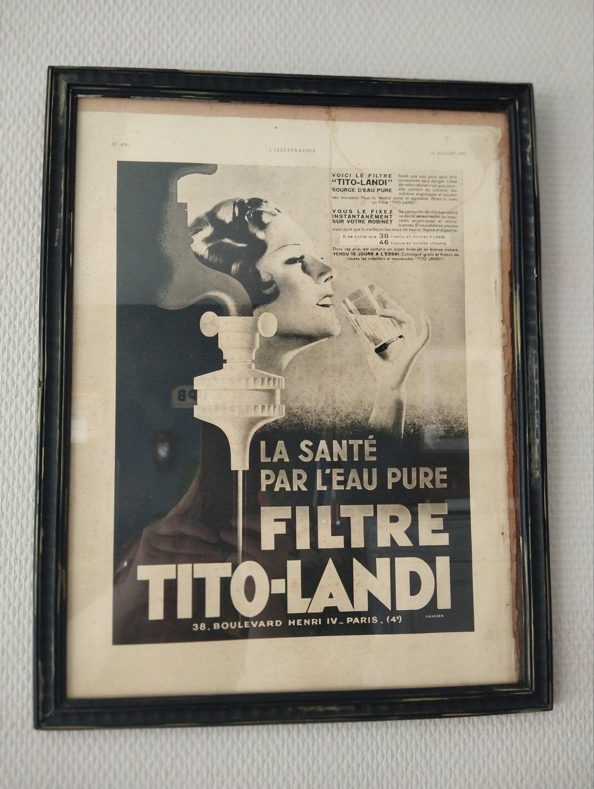vintage reclame met houten kader, Ophalen, Reclame