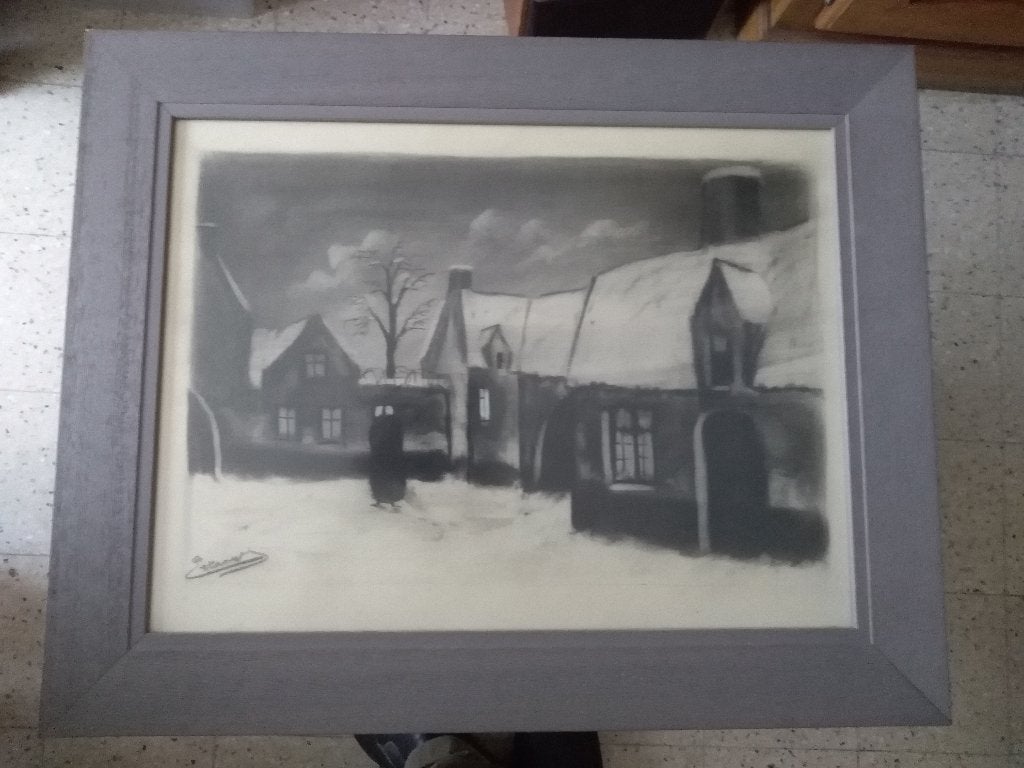 TEKENING  HOUTSKOOL, Antiek en Kunst, Kunst | Tekeningen en Fotografie, Ophalen, Tekening