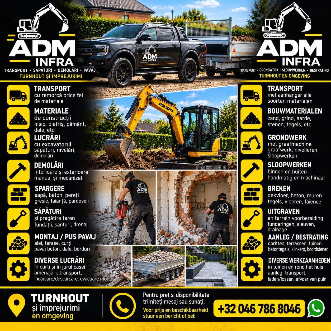 ADM INFRA – Sloopwerken, Grondwerken, Bestrating & Transport