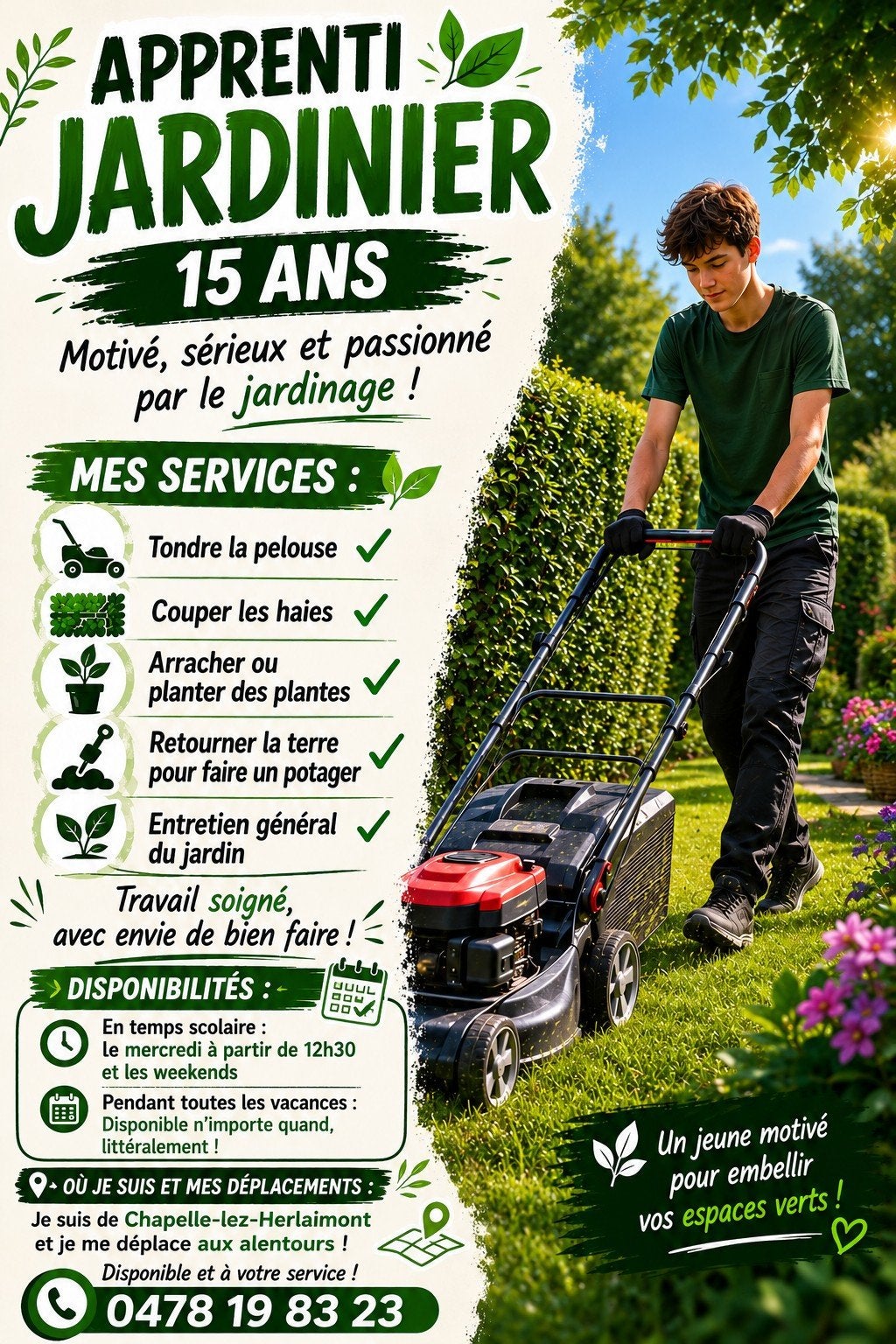 apprenti jardinier cherche travail, Jardin & Terrasse, Enlèvement
