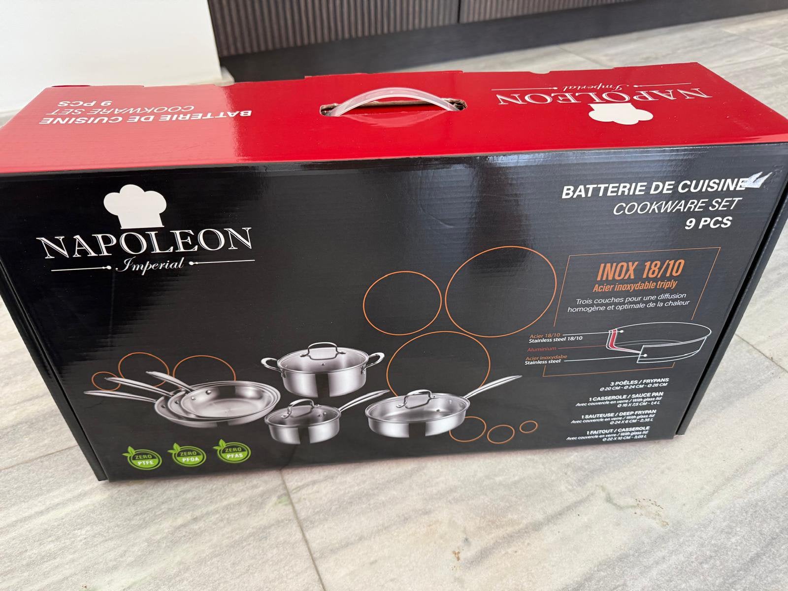 Batterie de cuisine Napoléon Impérial – 9 pièces – NEUVE, Neuf, Verre, Enlèvement, Casserole