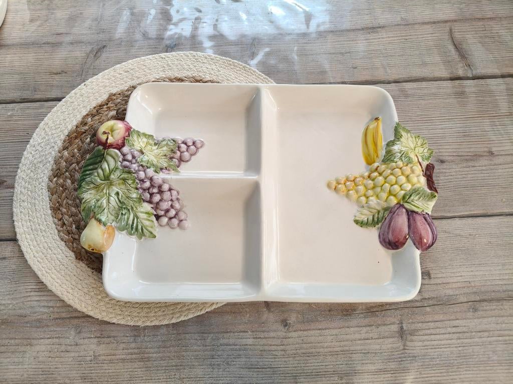 Handgeschilderde vintage serveerschaal, uit Portugal, Huis en Inrichting, Ophalen of Verzenden, Zo goed als nieuw, Rechthoekig