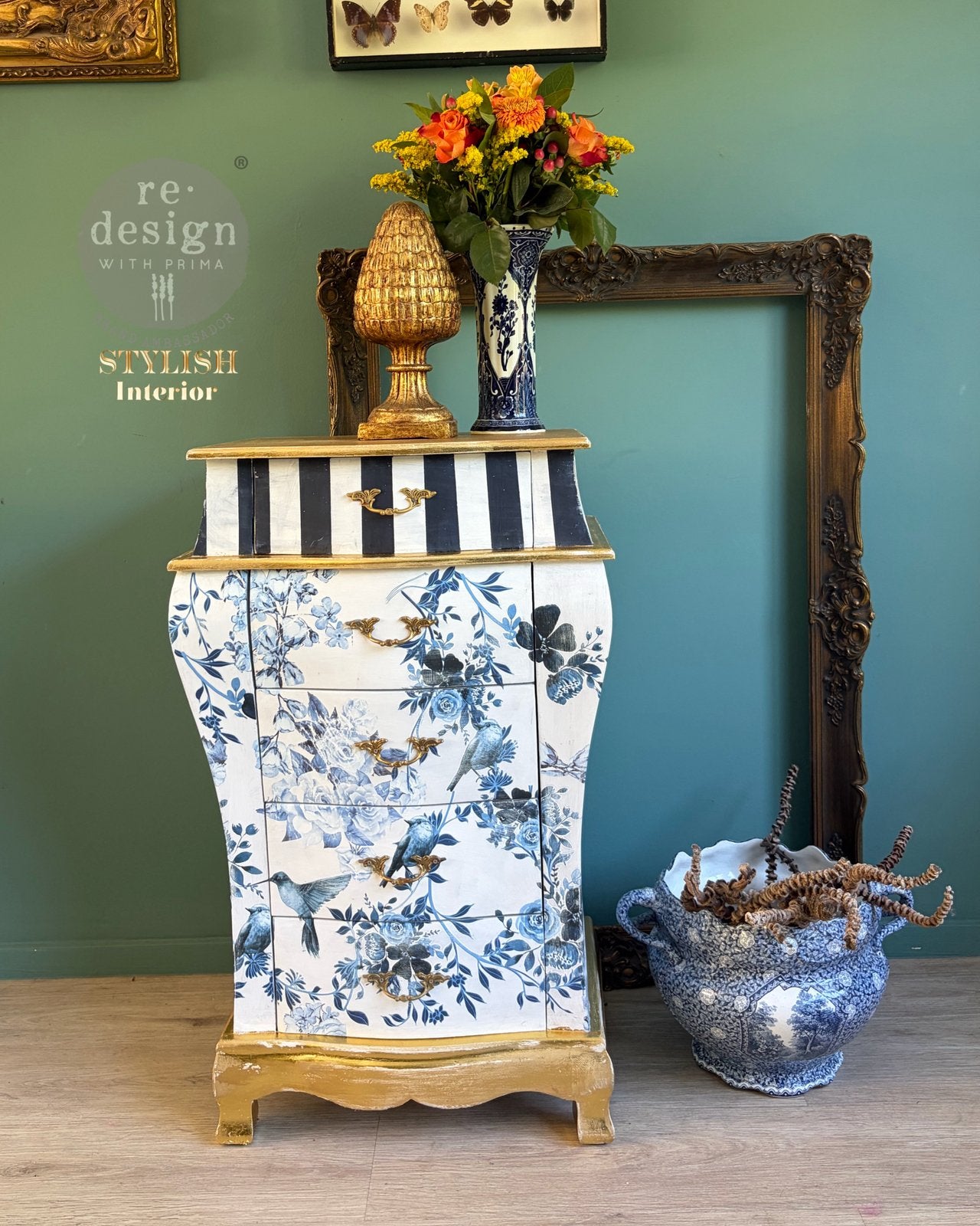 Hoge ladekast delfts blauw, Ophalen of Verzenden, Zo goed als nieuw