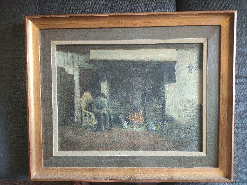 Schilderij olieverf van oude boerderij v.Antoon Snoeks, Antiquités & Art, Art | Peinture | Classique, Enlèvement ou Envoi, Peinture à l'huile