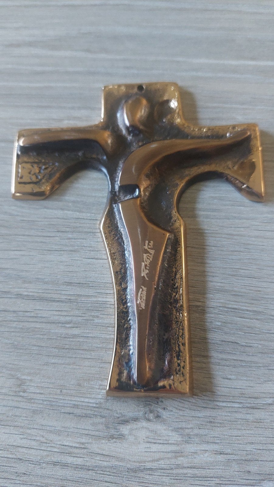 Vintage Modernistisch Bronzen Wandkruis R. Richese), Enlèvement ou Envoi