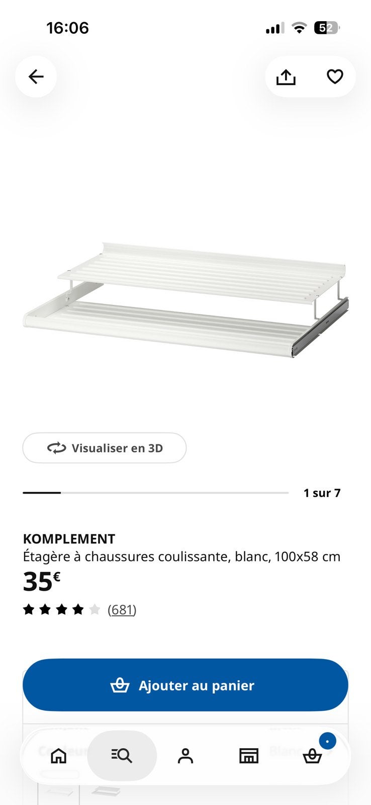 Tiroire chaussures Ikea, Maison & Meubles, Enlèvement, Comme neuf