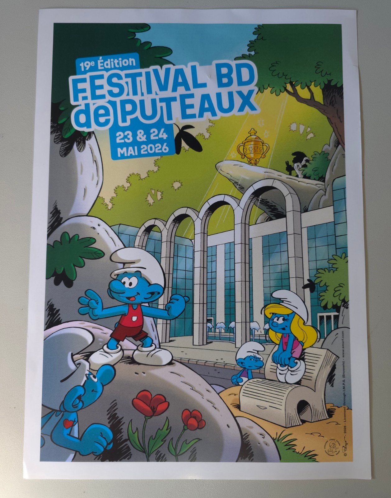 Ex-libris Festival BD Puteaux Schtroumpf, Verzamelen, Smurfen, Verzenden, Zo goed als nieuw, Verschillende Smurfen, Stripboek