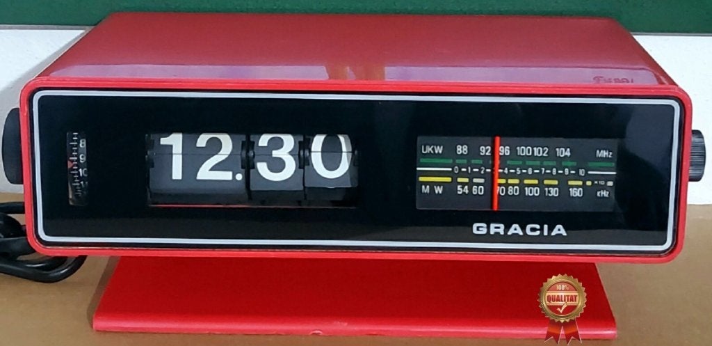 Space Age Gracia Flip Flap Wekker Radio jaren 70', Ophalen of Verzenden