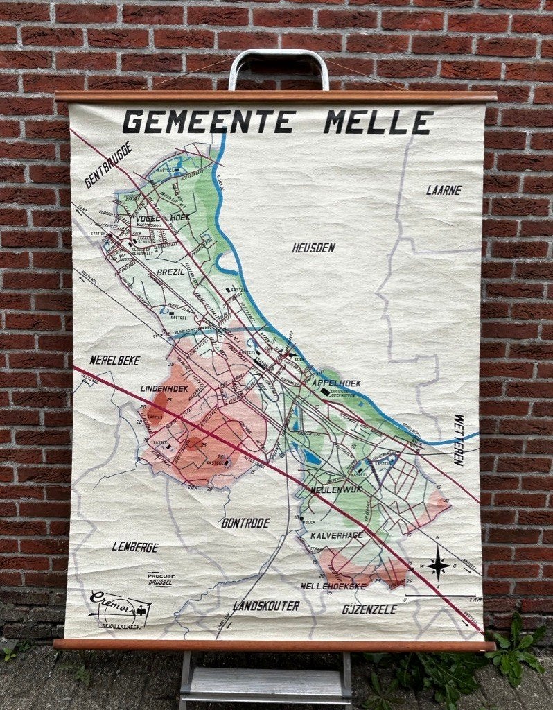 Oude schoolkaart, gemeente Melle, Ophalen, Aardrijkskunde