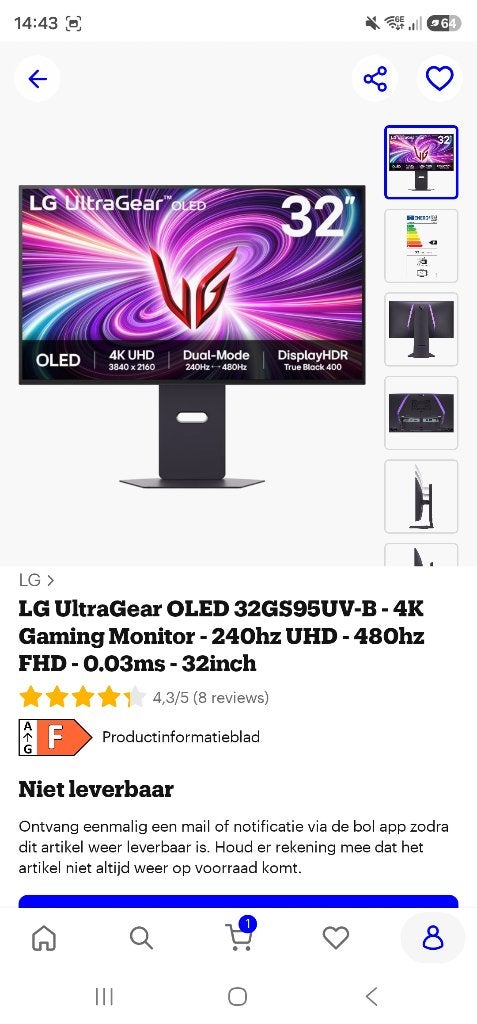 Monitor LG ultragear OLED, Computers en Software, Monitoren, Minder dan 1 ms, In hoogte verstelbaar, 201 Hz of meer, LG