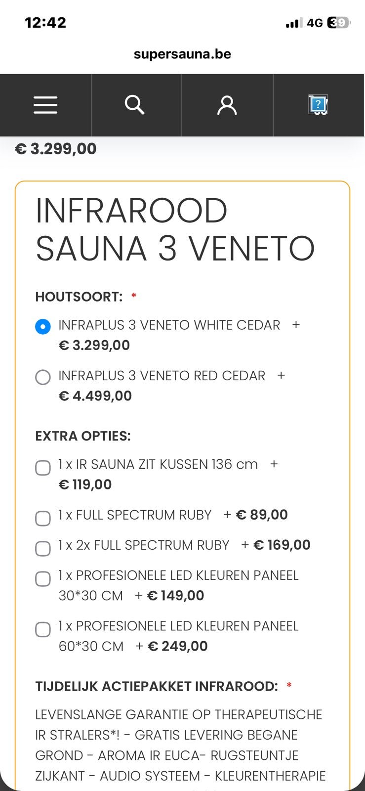 Infrarood sauna 3 veneto, Ophalen