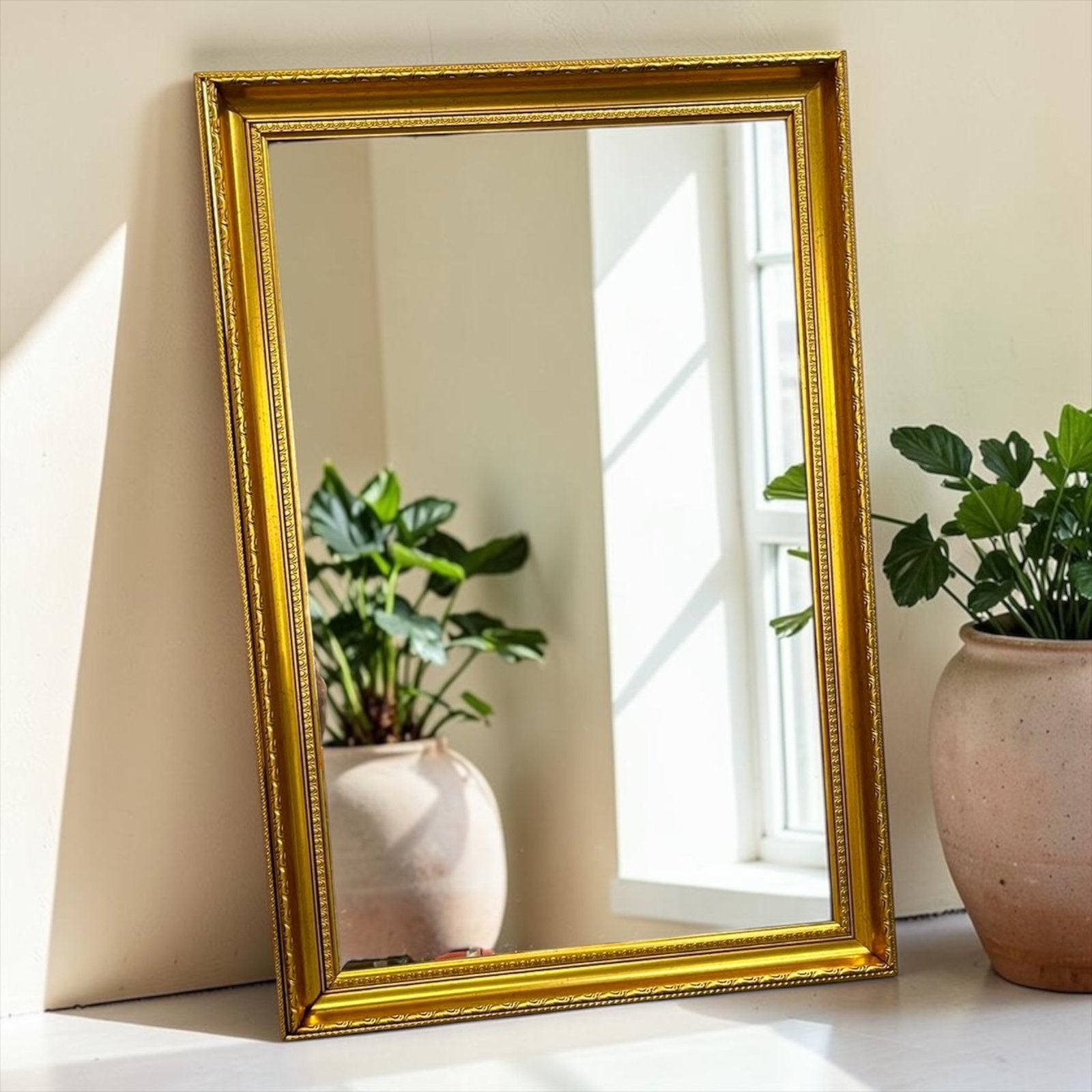 Vintage 'gouden' wandspiegel met geslepen glas, Ophalen