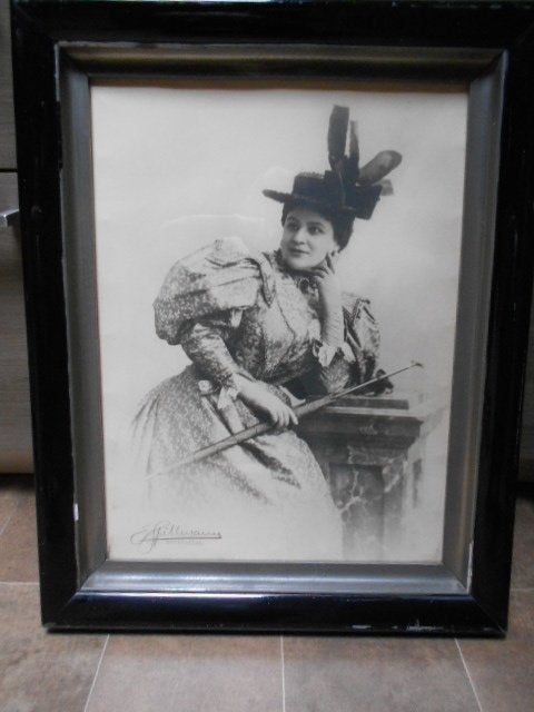 Mooie belle epoque foto in kader met glas, Huis en Inrichting, Ophalen, Gebruikt